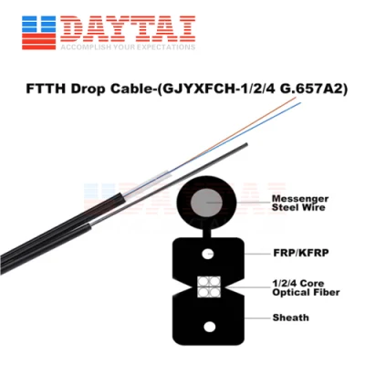 Communication GJYXFCH 1 2 4 Core G657A2 FTTH Fiber Optic Drop Cable Wire